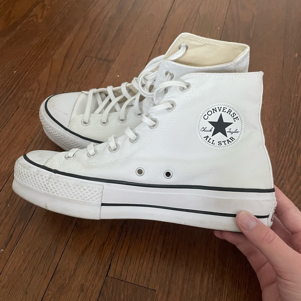 white platform converse- worn once!